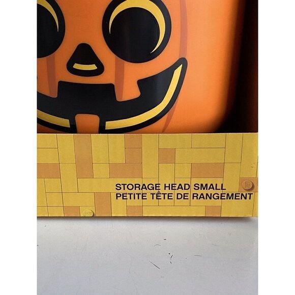 Lego Storage Head Container Pumpkin Halloween Jack O Lantern Orange SMALL NEW - Picture 2 of 9